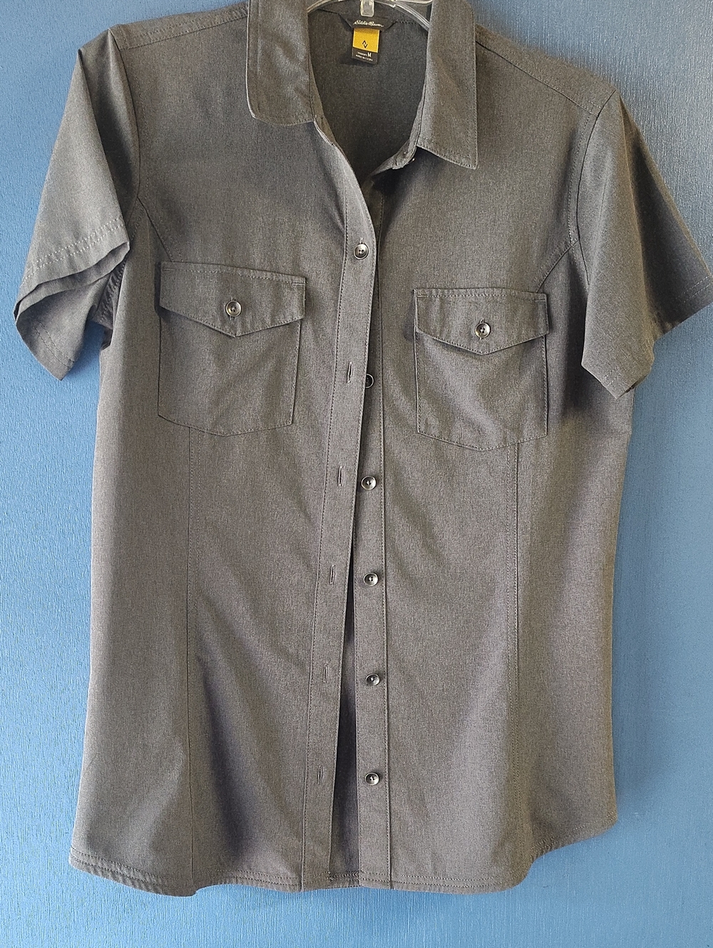 Eddie Bauer Charcoal Gray Short-Sleeve Button-Down Shirt